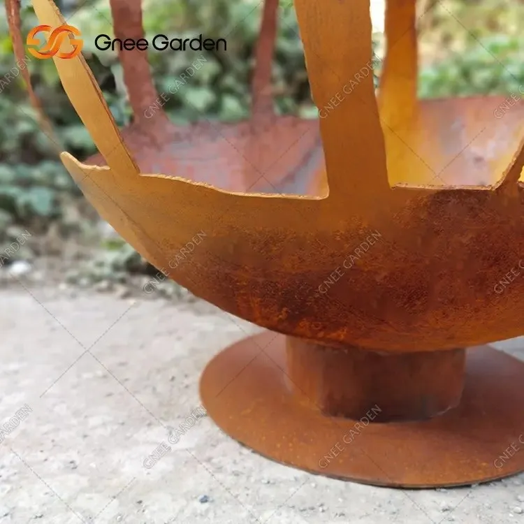 Elegant Corten Steel Fireball for Patio Decor