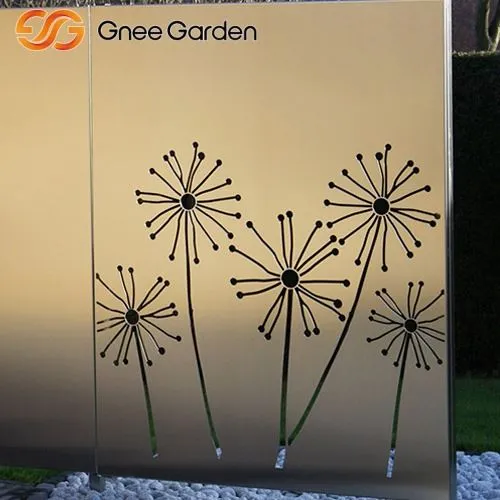 Corten metalen privacy scherm decoratief paardenbloempaneel