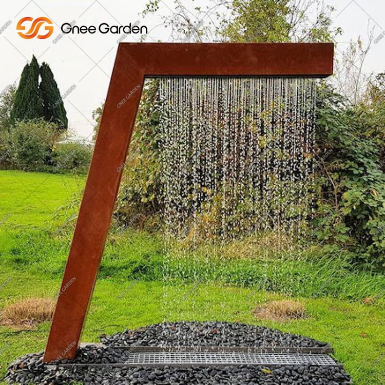 Corten-waterornament met trapsgewijs watervalontwerp