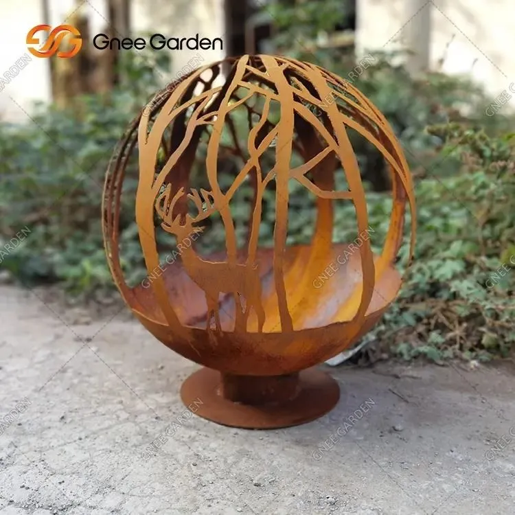 Premium Corten Steel Fire Sphere voor tuingebruik
