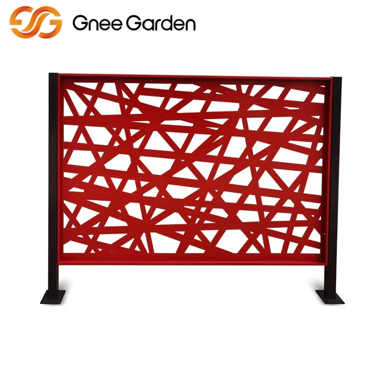 Rood geometrisch patroon corten metalen tuinscherm