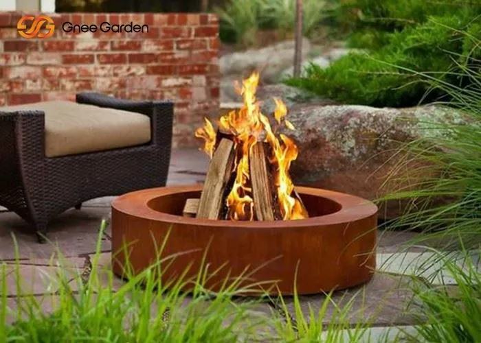 Weathering Steel Round Bowl Fire Pit